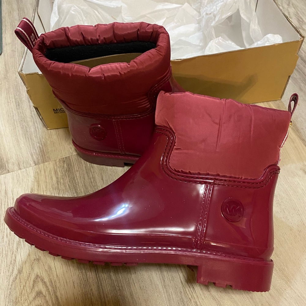 Michael Kors Berry Red Ankle Rain Bootie - Picture 7 of 16